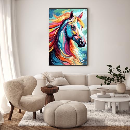 GEEHEIY Framed Paint by Numbers Kit for Adults, Colorful Horse, 8 x 12 Inch - Image 2