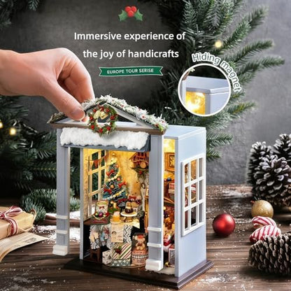 CUTEROOM DIY Miniature House Building Kit for Adults with LED Lights - Realistic Mini Dollhouse Model & Wooden Furniture, Creative Craft Kit for Home Decor Gift- Joyful Gatherings - Image 4