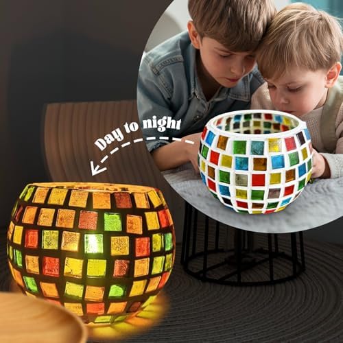goldentime Glass Mosaic Candle Holder Kit, DIY Stained Glass Kit for Adults Home Decor Fun Arts and Crafts Gifts for Teens Adults Valentine Birthday Mother’s Day Gifts - Image 5
