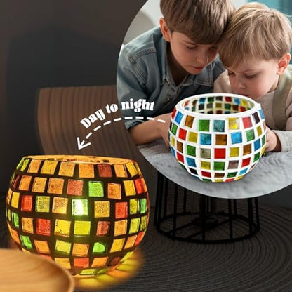 goldentime Glass Mosaic Candle Holder Kit, DIY Stained Glass Kit for Adults Home Decor Fun Arts and Crafts Gifts for Teens Adults Valentine Birthday Mother’s Day Gifts - Image 5