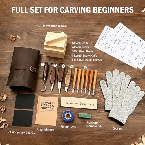 Wood Carving Kit for Beginners - 28Pcs Wood Carving Tools with Storage Bag - Image 2