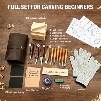 Wood Carving Kit for Beginners - 28Pcs Wood Carving Tools with Storage Bag - Image 2