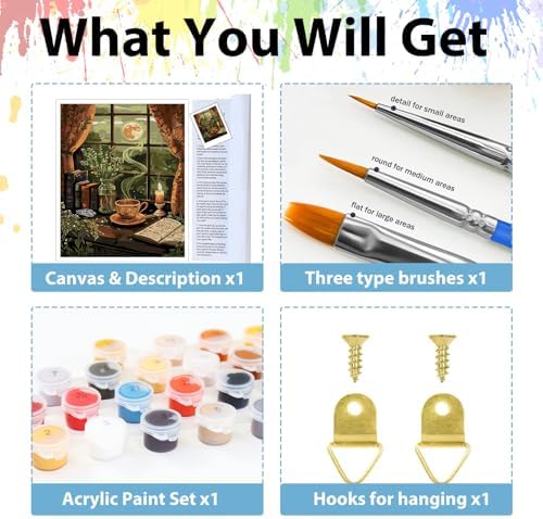 Night Paint by Numbers Kit for Adults, Paint by Number for Adults 16x20 in - Image 5