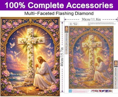 Diamond Art Kits for Adults,Jesus Cross Diamond Art Painting Kits for Adult - Image 4