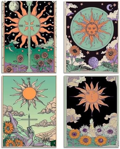 DOTSOPS 4 Pcs Tarot Cards Diamond Painting Kits for Adults Round Full Drill by DOTSOPS