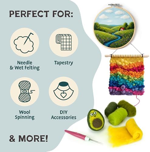 Woolbuddy Needle Felting Kit 24 Colors Wool Roving for Adults & Beginner - Image 3