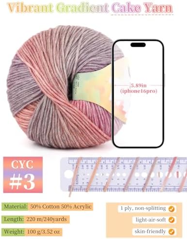 Coopay Yarn for Crocheting & Knitting, Gradient Cake Yarns (Evening Sunset) - Image 4