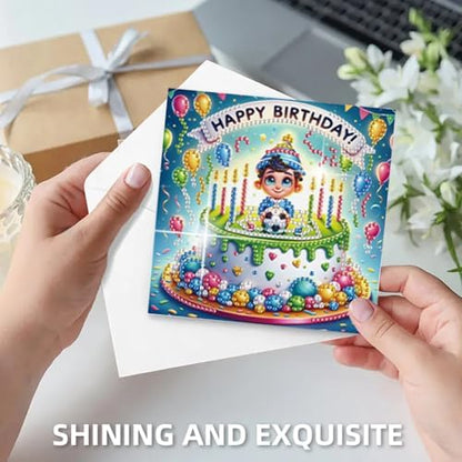6Pcs 5D DIY Football Pattern Diamond Art Congratulations Greeting Card Kit with Envelopes - for Adults, Beginners, Football Lovers & Sports Fans, Ideal for Graduation, Promotion, Game Day Gifts & Part - Image 7