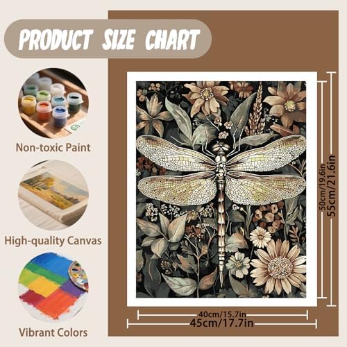 XTCIXAL Paint by Numbers Kit for Adults, Dragonfly, 16X20 Inch - Image 4