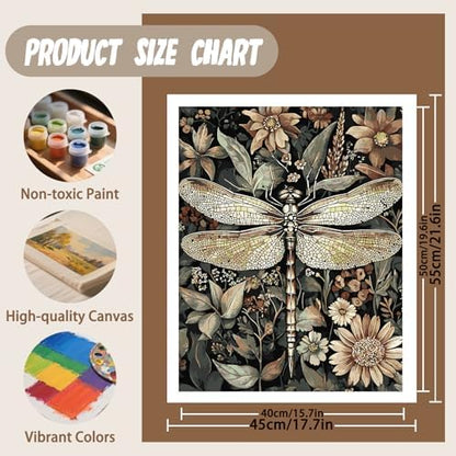 XTCIXAL Paint by Numbers Kit for Adults, Dragonfly, 16X20 Inch - Image 4