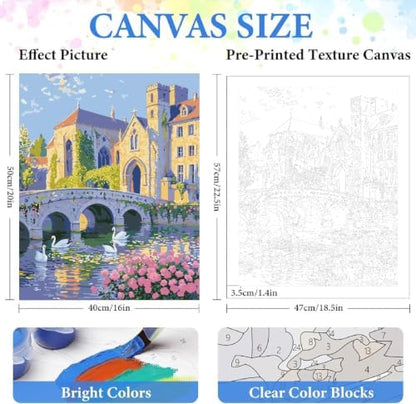 ZRIZQ Landscape Paint by Numbers Kit for Adults Beginner,Cityscape,16x20 - Image 2