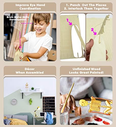 Puzzled 3D Puzzle Human Skeleton Wood Craft Construction Model Kit, Fun & Educational DIY Wooden Toy Assemble Model Unfinished Crafting Hobby Puzzle to Build & Paint for Decoration 50 Pieces Pack - Image 3