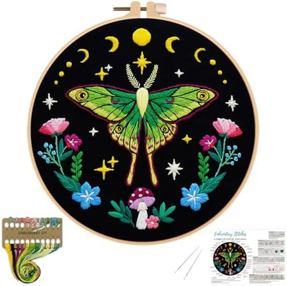 Nuberlic Moth Embroidery Kits for Beginners,Cross Stitch Kits by Nuberlic