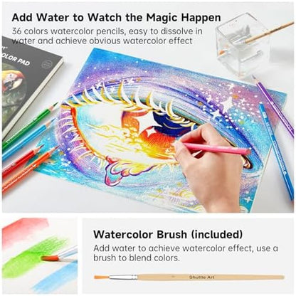 Shuttle Art Professional Drawing Kit, 123 Pieces of Drawing Pencils Set Includes Colouring Pencils, Watercolor, Charcoal, Graphite and Sketch, Ideal for Adults Children Artists - Image 5