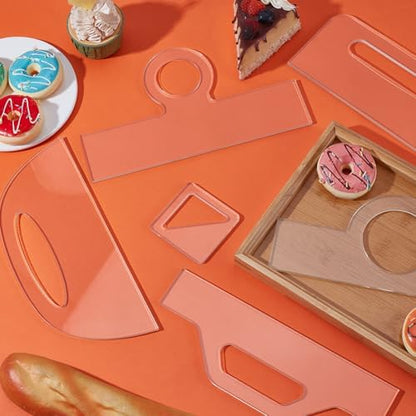 INFUNLY 6pcs Charcuterie Board Template Acrylic Router Template Large Handle Cutting Board for Woodworking Thick Clear Acrylic Template Angled Curvy Tracing Stencils Guide Tool for Kitchen - Image 5