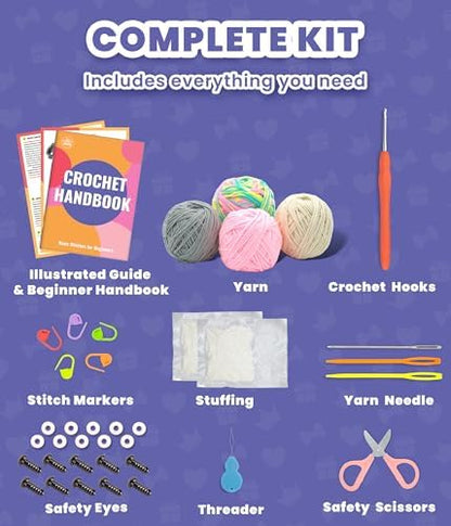PAITIN Crochet Starter Kit – Easy DIY Craft Set for Adult Beginners, Handmade Yarn Art Project with Video Guidance (Pink Bunny) - Image 3