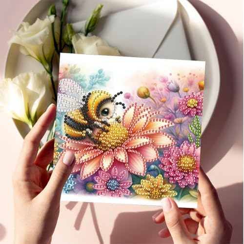 Diamond Art Cards with Envelopes–6PCS DIY Diamond Painting Greeting Cards Kit | Card Making Kit with Bling for Adults & Beginners | Birthday,Holiday & Thank You Cards (Flower Ladybug and Bee) - Image 6