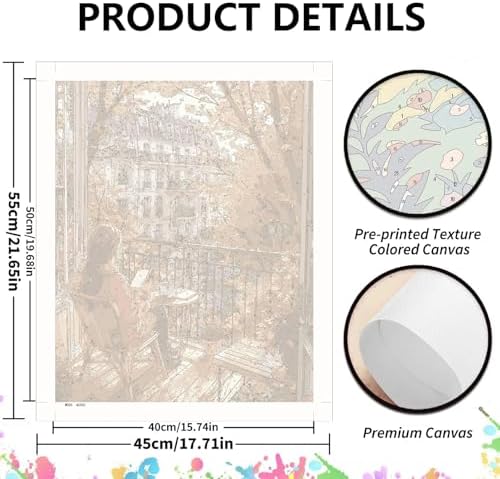 koemhxb Paint by Numbers Kit for Adults Beginners, Autumn Paris Balcony Scene, Fall City View Art Adult Paint by Numbers on Canvas, Acrylic Painting Crafts for Home Decor (16x20inch) - Image 2