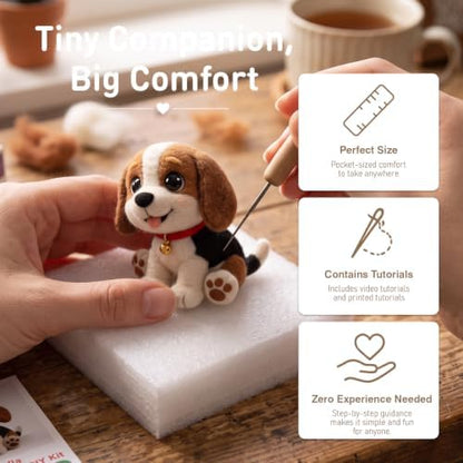 FACE N FACE DIY Needle Felting Kit Cute Beagle Puppy – Needle Felting Starter Kit with Fiber Roving, Needles, Felting Pad & Instructions | Felted Dog Kit for Beginners Adults | DIY Craft Gift - Image 5