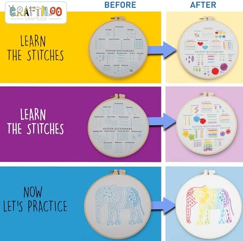 Elephant Embroidery Kit for Beginners - Stamped Cross Stitch, Adults - Image 4