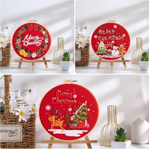Offizon 3 Sets Embroidery Kit for Beginners Adult DIY Cross Stitches - Image 5