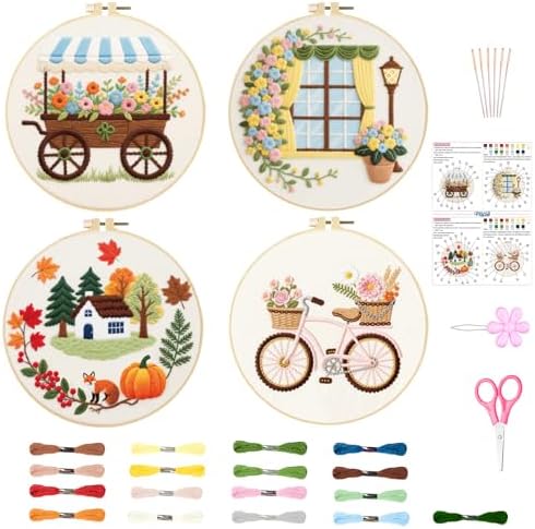 ORIGACH 4 Pack Daily Life Embroidery Kit for Beginners by ORIGACH