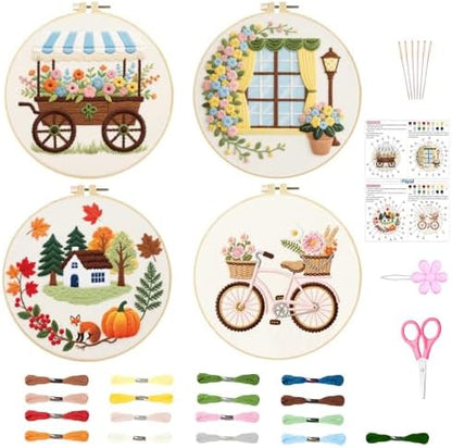 ORIGACH 4 Pack Daily Life Embroidery Kit for Beginners by ORIGACH