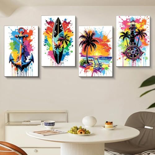Gemozaic 4-Pack Beach Paint by Numbers Kit for Adults with Frame & Easel - Image 4