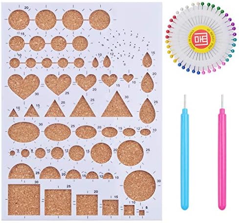 1 Set of Paper Quilling Template Board Quilling Mould with 2pcs Quilling Slotted Tools and 40pcs Pearl Head Pins for DIY Paper Craft by Aylifu