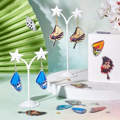 FASHEWELRY 40Pcs Acrylic Butterfly Wings Charms Fairy Wings Earring Charms Dragonfly Wings Pendants with 120Pcs Earring Hooks & Jump Rings for Crafts Jewelry Making - Image 2