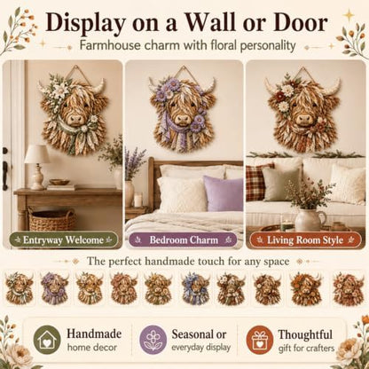 Birth Flower Highland Cow 3D Layered Fabric Art DIY Kit for Adults (F1PC) - Image 7