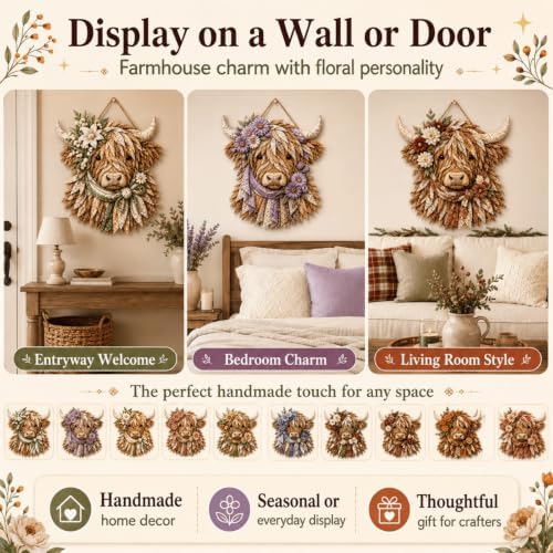 Birth Flower Highland Cow 3D Layered Fabric Art DIY Kit for Adults (G1PC) - Image 7