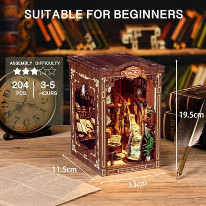 Book Nook, DIY Book Nook Kit for Adults, 3D Wooden Puzzle for Bookshelf Decoration, DIY Miniature Kit for Adults and Teens in Halloween/Christmas - Image 2