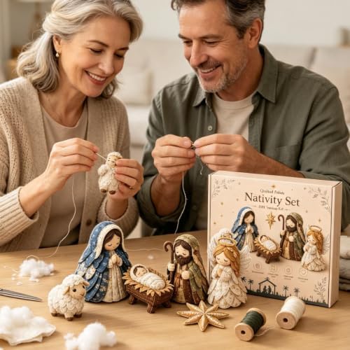 DIY Quilted Fabric Nativity Set Sewing Kit, Detailed Hand-Stitch Holy Family Manger Craft Set, Nativity Ornament Making Project for Home Display & Faith-Based Decor Creation for Adults，Type A - Image 5