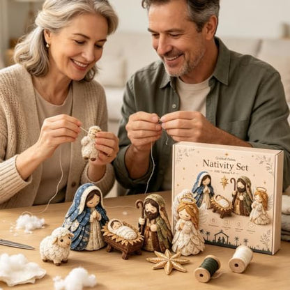 DIY Quilted Fabric Nativity Set Sewing Kit, Detailed Hand-Stitch Holy Family Manger Craft Set, Nativity Ornament Making Project for Home Display & Faith-Based Decor Creation for Adults，Type A - Image 5