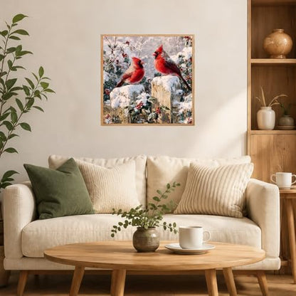 AUKELHJ Framed Paint by Numbers Kit for Adults, Cardinal, 10x10 inch - Image 3