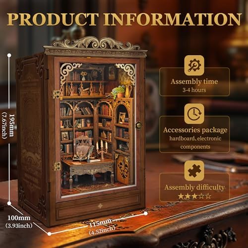 Book Nook Kit DIY Miniature House 3D Wooden Puzzle - Time Book House - Image 2