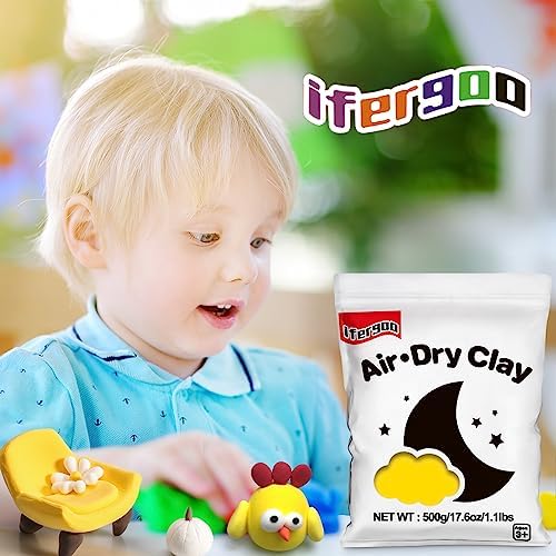 ifergoo 500g Yellow Air Dry Clay, 1.1LBS Foam Magic Modeling Clay for Kids - Image 4