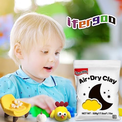 ifergoo 500g Yellow Air Dry Clay, 1.1LBS Foam Magic Modeling Clay for Kids - Image 4