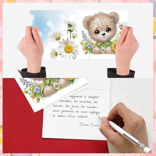 antor 8-Pack 5D Diamond Painting Greeting Cards with Envelopes, DIY Diamond Art Cards Kit – Special Shaped Bee, Bear, Butterfly & Elf Designs for Christmas, Birthday & Thanksgiving Crafts - Image 4
