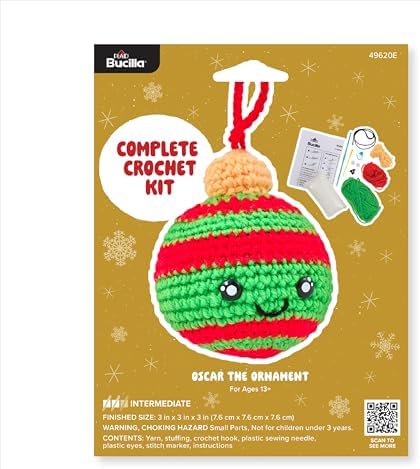 Bucilla Complete Crochet Kit, Oscar The Ornament, 3" by Bucilla