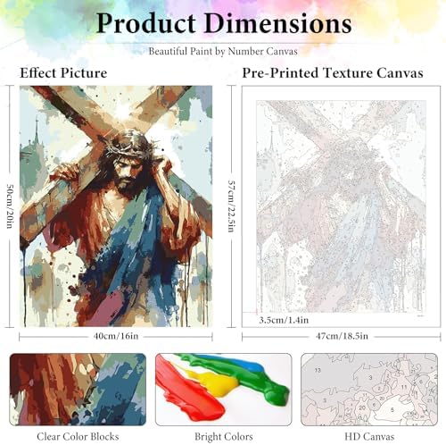 Dawnsphere Jesus Paint by Numbers Kit for Adults Without Frame 16x20 in - Image 3