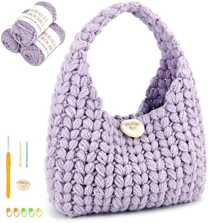 Herally Crochet Kit DIY Bag for Beginners - Wheatear Hobo Bag (Lavender) by HerallyCrochet