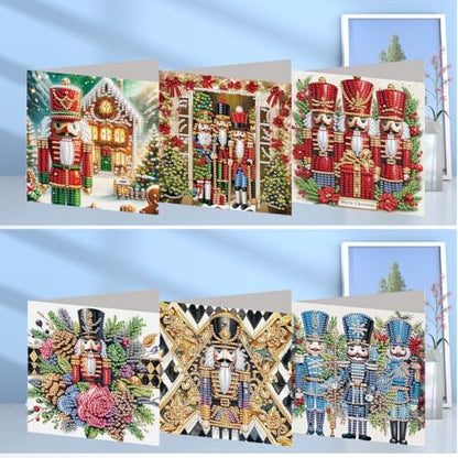 jinglinhh 6pcs Diamond Art Painting Christmas Nutcracker Snowy House Greeting Cards with Envelopes, DIY Card Making Kits for Adults, Diamond Art Postcards Christmas Cards Craft Gifts - Image 4
