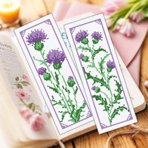 ORIGACH 6 Set Cirsium Cross Stitch Bookmark Kit for Beginner - Image 6