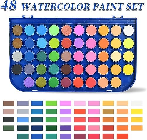 GETHPEN 48 Colors Watercolor Paint Set, 3 Brushes 1 Water Color Brush pen - Image 2