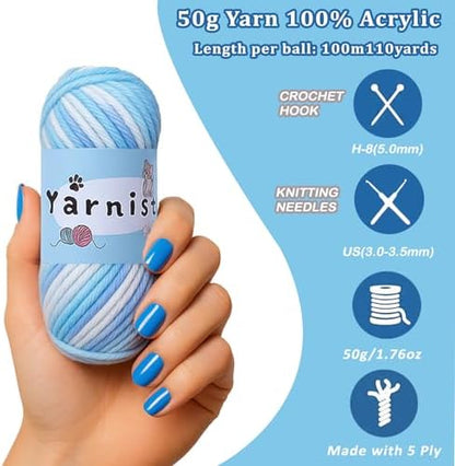 Yarniss 100% Acrylic Crochet Yarn Kit, 1760 Yards Medium Worsted Yarn - Image 4