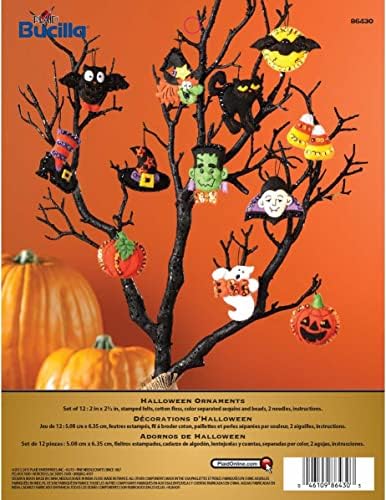 Bucilla 86430 Halloween Felt Applique Ornaments Kit (Size 2" by 2.5-Inch), Set of 12 by Bucilla