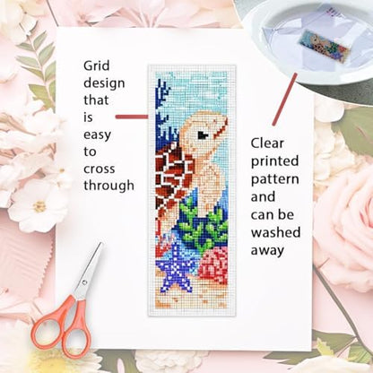 ORIGACH 6 Set Turtles Cross Stitch Bookmark Kit for Beginner - Image 3