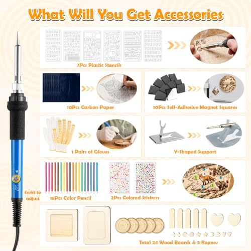 FeuuWamme Wood Burning Tool Kit - 121Pcs DIY Craft Gift Set for Beginner - Image 2